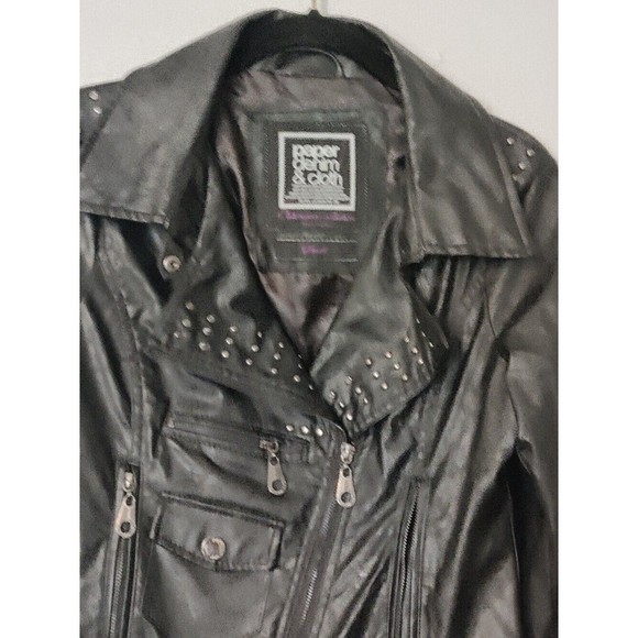 Faux Black Leather‎ Paper Denim & Cloth Stur Jacket Size Small - Picture 2 of 9